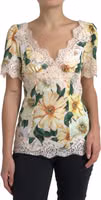 Multicolor Floral Lace V Neck Blouse 4