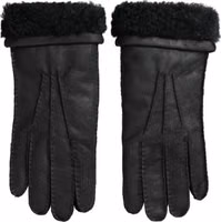 Black Leather Fur Short Hands Mitten Men Gloves 4