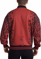 Red Leopard Polyester Bomber Full Zip  Jacket 1
