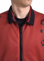 Red Leopard Polyester Bomber Full Zip  Jacket 2
