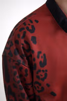 Red Leopard Polyester Bomber Full Zip  Jacket 3