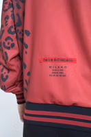 Red Leopard Polyester Bomber Full Zip  Jacket 4