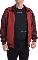 Red Leopard Polyester Bomber Full Zip  Jacket 5