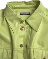 Green Cotton Collared Button Down Shirt 2
