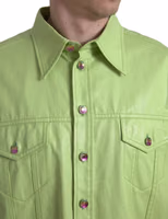 Green Cotton Collared Button Down Shirt 5