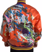 Orange Polyester Button Blouson Jacket 2