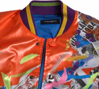 Orange Polyester Button Blouson Jacket 3