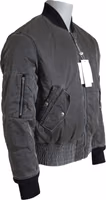 Gray Bomber Zipper Pocket Sleeves Jacket 1