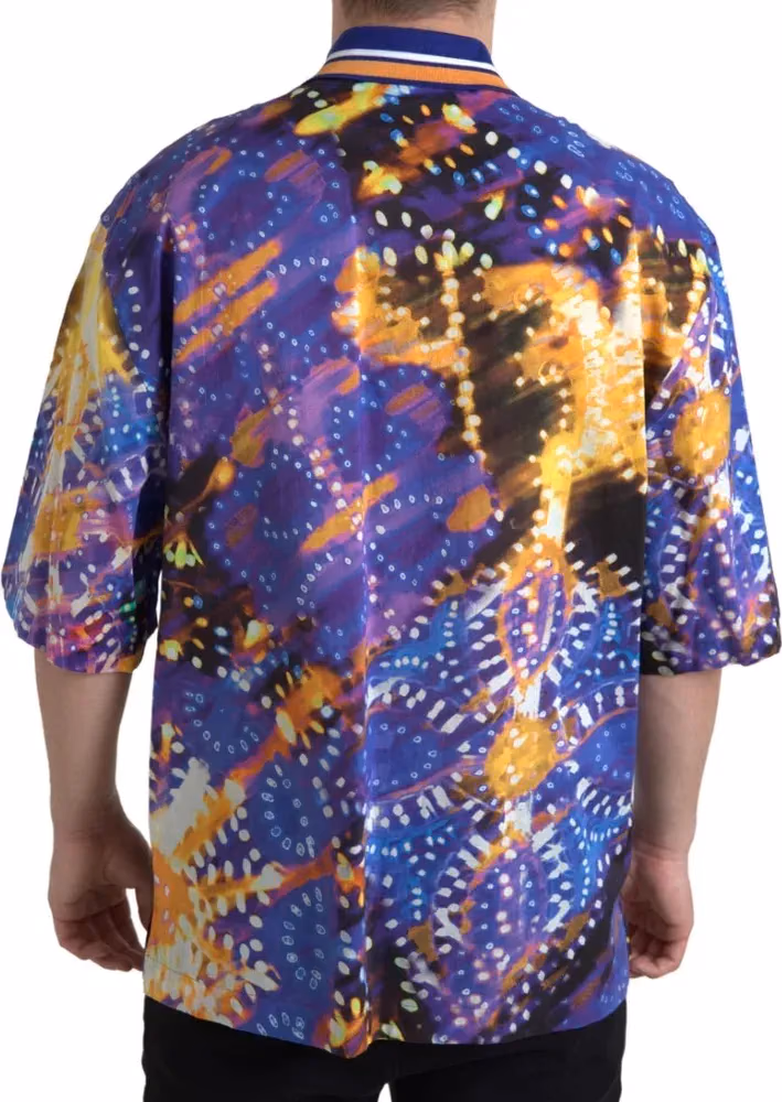 Luminaire Print Cotton Polo Top Men Shirt