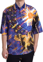 Luminaire Print Cotton Polo Top Men Shirt 5