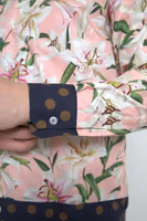 Cotton Polka Dot Lily Print Collared Shirt 1