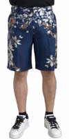 Blue Floral Print Silk Men Bermuda Shorts 1