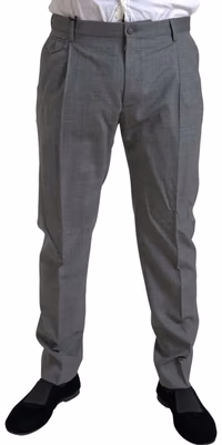 Gray Wool Chino Skinny Men Dress Trouser Pants