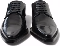 Black Leather Lace Up Formal Flats Shoes 1