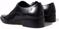 Black Leather Lace Up Formal Flats Shoes 3