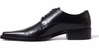 Black Leather Lace Up Formal Flats Shoes 4