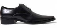 Black Leather Lace Up Formal Flats Shoes 5
