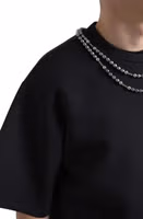 Black Necklace Embellished Polyester T-shirt 1
