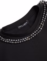 Black Necklace Embellished Polyester T-shirt 2