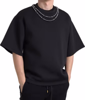 Black Necklace Embellished Polyester T-shirt 3