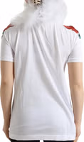 White Cotton Christmas Sequin Fur T-shirt 3