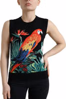 Black Bird Wool Knit Sleeveless Tank T-shirt 1