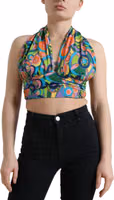 Multicolor Halter Sleeveless Cropped Tank Top 1