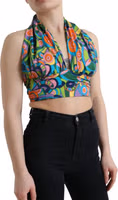 Multicolor Halter Sleeveless Cropped Tank Top 2