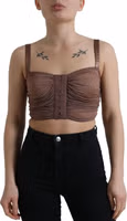 Brown Viscose Bustier Sleeveless Cropped Top 1