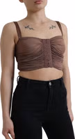 Brown Viscose Bustier Sleeveless Cropped Top 2
