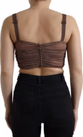 Brown Viscose Bustier Sleeveless Cropped Top 3