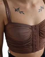 Brown Viscose Bustier Sleeveless Cropped Top 5