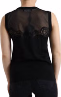 Black Cashmere Lace Trim Sleeveless Tank Top 3