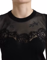 Black Cashmere Lace Trim Sleeveless Tank Top 4