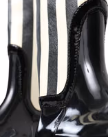 Black Rubber Knee High Flat Boots Shoes 5