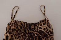 Brown Leopard Print Ruched Midi Dress 3