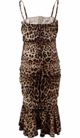 Brown Leopard Print Ruched Midi Dress 4