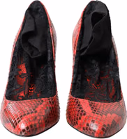 Red Ayers Leather Lace Socks Pumps Shoes 1