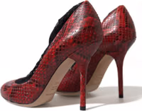 Red Ayers Leather Lace Socks Pumps Shoes 3