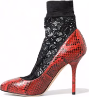 Red Ayers Leather Lace Socks Pumps Shoes 4