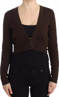 Brown cropped wool cardigan 1