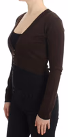 Brown cropped wool cardigan 2
