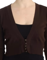Brown cropped wool cardigan 5