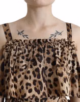 Brown Leopard Print Sleeveless A-line Dress 4