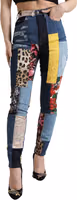 Multicolor Patchwork GRACE Skinny Denim Jeans 1