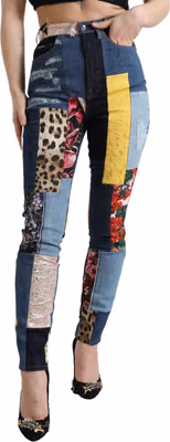 Multicolor Patchwork GRACE Skinny Denim Jeans
