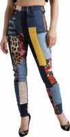 Multicolor Patchwork GRACE Skinny Denim Jeans 2