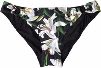Black Lily Print Swimwear Bottom Beachwear Bikini 1