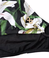 Black Lily Print Swimwear Bottom Beachwear Bikini 2