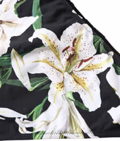 Black Lily Print Swimwear Bottom Beachwear Bikini 4